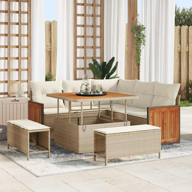 Ensemble de canapé de jardin avec coussin 8 pcs beige et crème