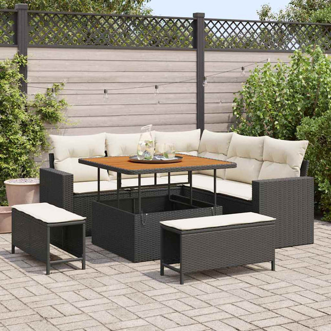 Ensemble de canapé de jardin avec coussin 8 pcs Noir et crème