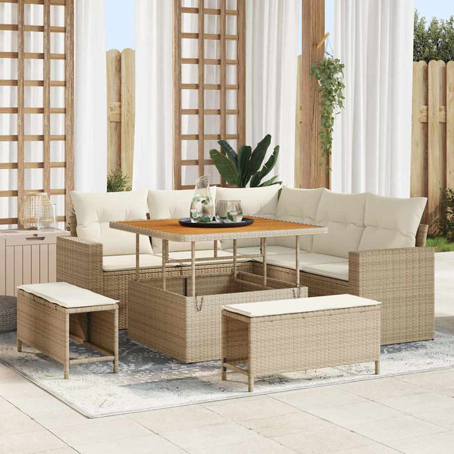 Ensemble de canapé de jardin avec coussin 8 pcs beige et crème