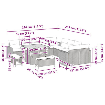 Ensemble de canapé de jardin avec coussin 13 pcs beige et crème