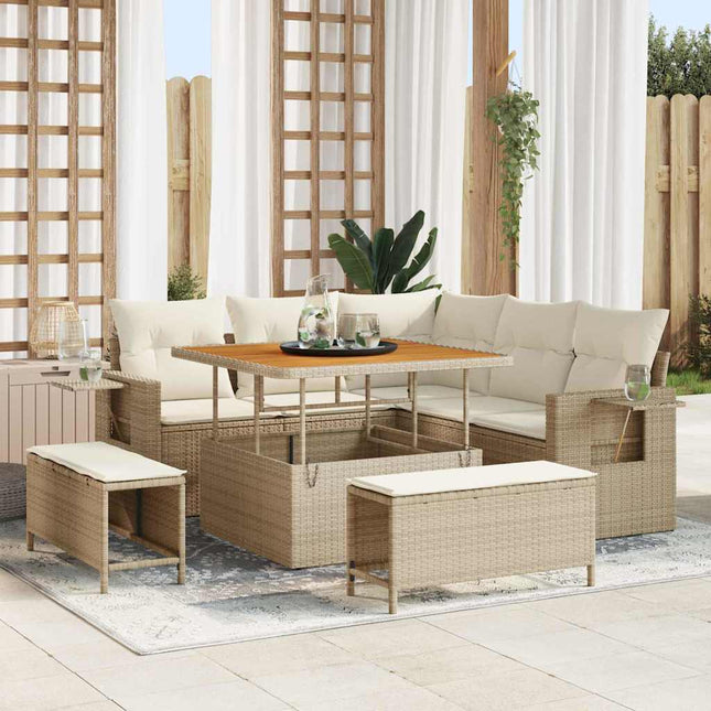 Ensemble de canapé de jardin avec coussin 8 pcs beige et crème