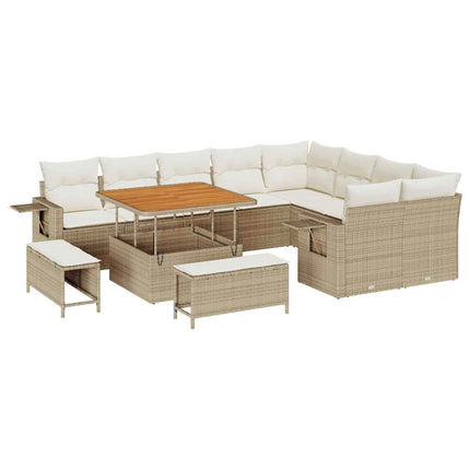 Ensemble de canapé de jardin avec coussin 12 pcs beige et crème
