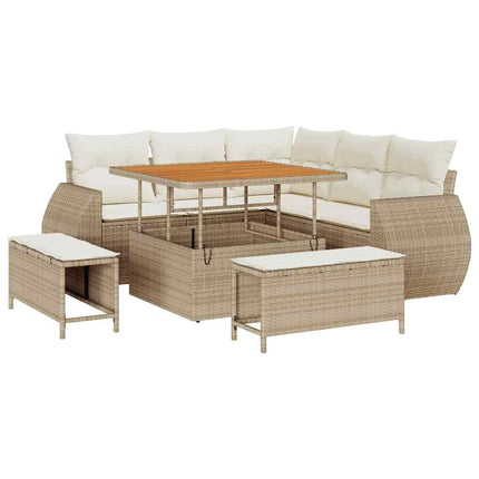Ensemble de canapé de jardin 8 pcs Beige et crème polyrotin