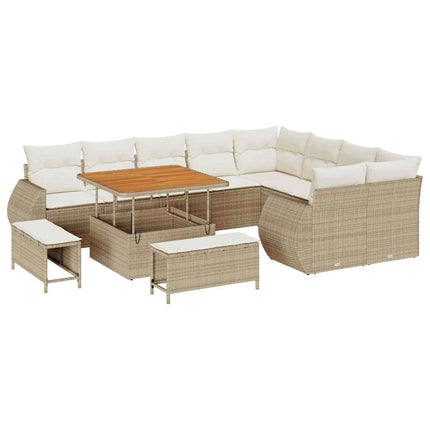 Ensemble de canapé de jardin avec coussin 12 pcs beige et crème