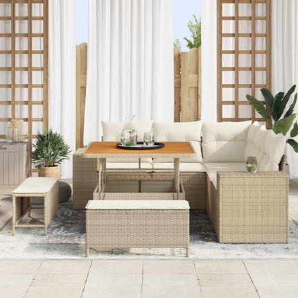 Ensemble de canapé de jardin avec coussin 8 pcs Beige et crème