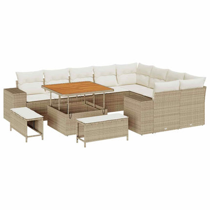 Ensemble de canapé de jardin avec coussin 12 pcs Beige et crème