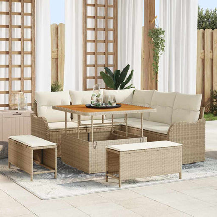 Ensemble de canapé de jardin avec coussin 8 pcs Beige et crème