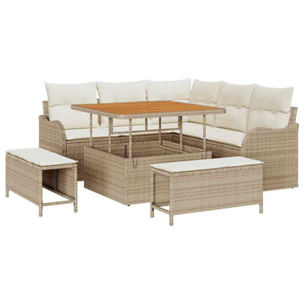 Ensemble de canapé de jardin avec coussin 8 pcs Beige et crème
