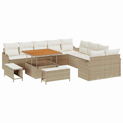Ensemble de canapé de jardin avec coussin 13 pcs Beige et crème