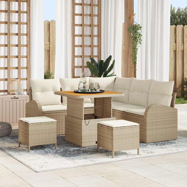 Ensemble de canapé de jardin avec coussin 8 pcs Beige et crème