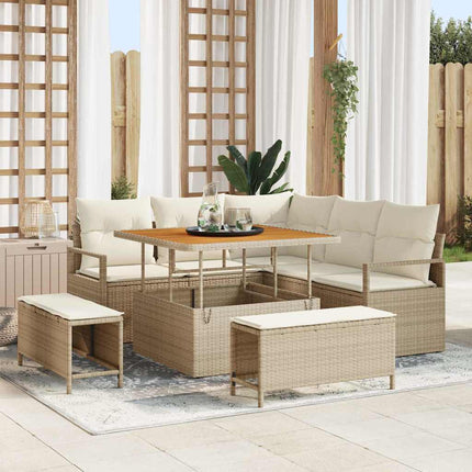 Ensemble de canapé de jardin avec coussin 8 pcs Beige et crème