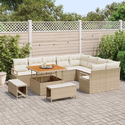 Ensemble de canapé de jardin avec coussin 12 pcs Beige et crème