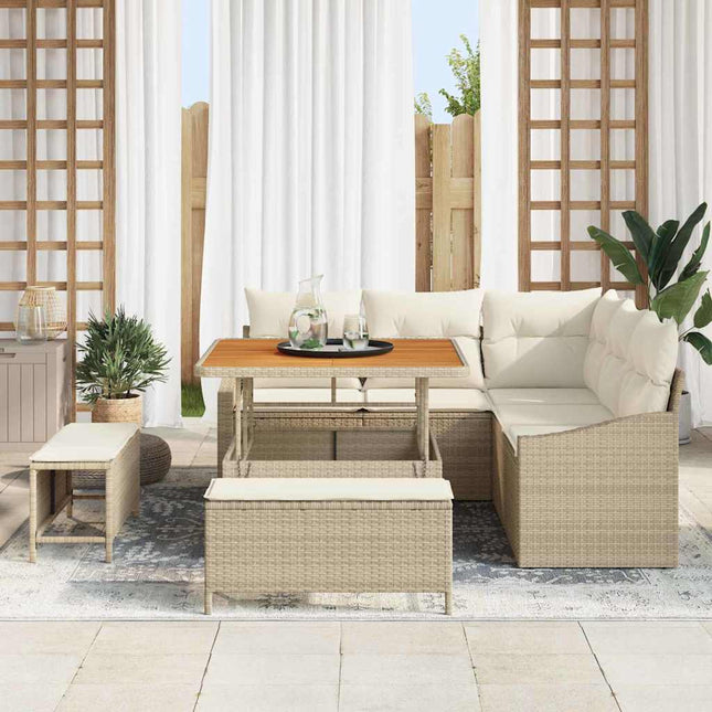 Ensemble de canapé de jardin avec coussin 8 pcs Beige et crème