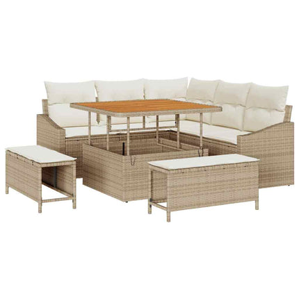Ensemble de canapé de jardin avec coussin 8 pcs Beige et crème