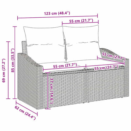 Ensemble de canapé de jardin avec coussin 8 pcs Beige et crème