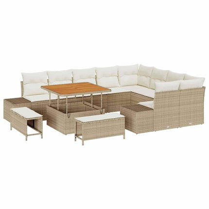 Ensemble de canapé de jardin avec coussin 12 pcs Beige et crème