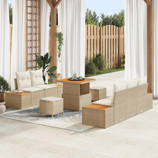 Ensemble de canapé de jardin avec coussin 8 pcs Beige et crème