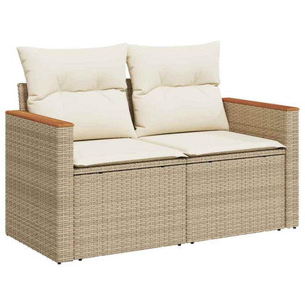 Ensemble de canapé de jardin avec coussin Beige Poly rotin