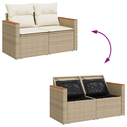 Ensemble de canapé de jardin avec coussin Beige Poly rotin