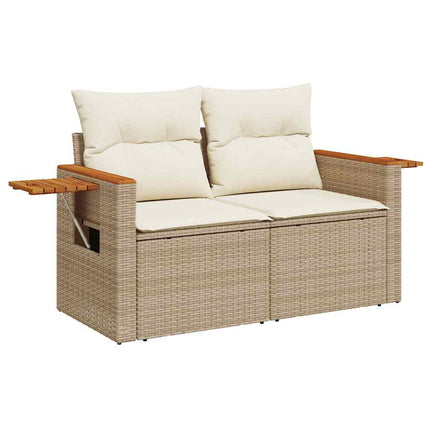 Ensemble de canapé de jardin avec coussin Beige Poly rotin