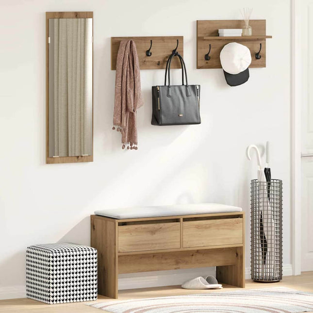 Ensemble de meubles d'entrée 4 pcs Chêne noir Bois d'ingénierie