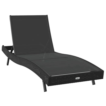 Chaise longue Noir 70 x 197 x 82 cm Rotin Synthétique et Métal