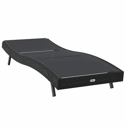 Chaise longue Noir 70 x 197 x 82 cm Rotin Synthétique et Métal