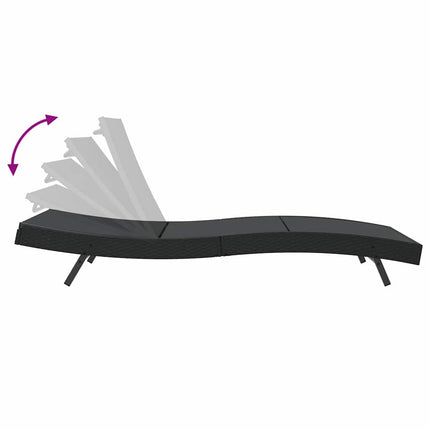 Chaise longue Noir 70 x 197 x 82 cm Rotin Synthétique et Métal