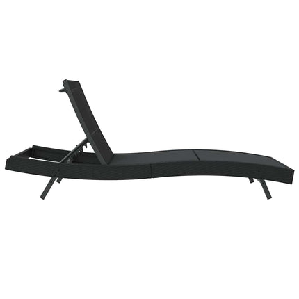 Chaise longue Noir 70 x 197 x 82 cm Rotin Synthétique et Métal