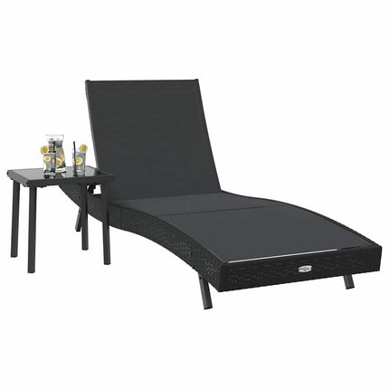 Transat avec Table 2 pcs Noir 40 x 40 x 40.5 cm polyrotin