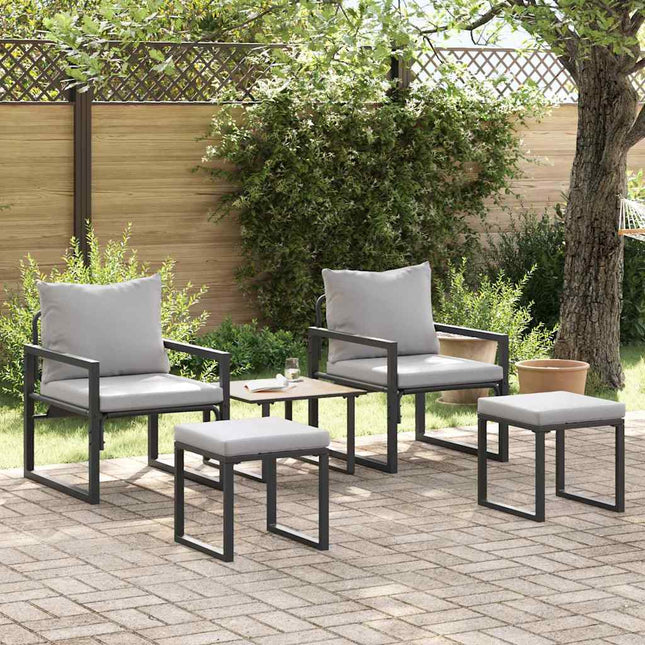 Mobilier de jardin avec coussin Autre 4 pcs Noir Acier