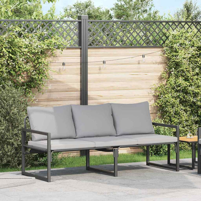 Mobilier de jardin avec coussin Noir 180 x 72.5 x 71 cm Acier