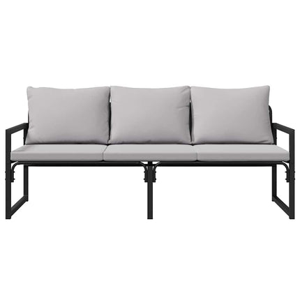 Mobilier de jardin avec coussin Noir 180 x 72.5 x 71 cm Acier