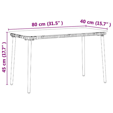 Table de Jardin Noir 80 x 40 x 45.5 cm Poly rotin