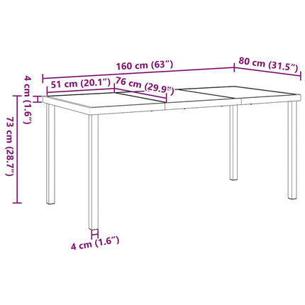Table de Jardin Noir 160 x 80 x 73 cm Teck massif