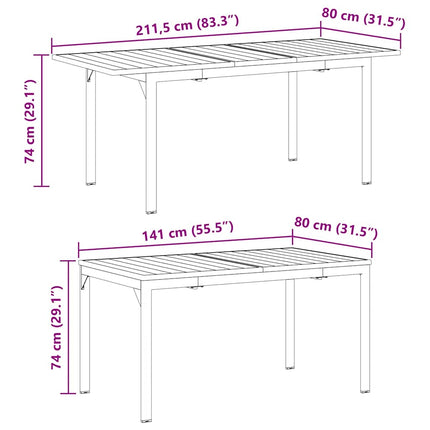 Table d'Extension Anthracite 180 x 80 x 76 cm Acier