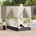 Transat double avec toit Noir 205 x 129 x 200 cm Rattan PE