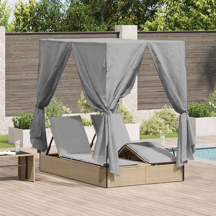 Transat double avec toit Beige 205 x 129 x 200 cm Rattan PE