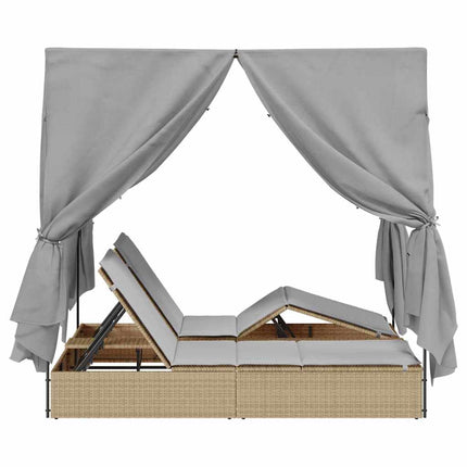 Transat double avec toit Beige 205 x 129 x 200 cm Rattan PE
