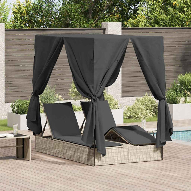 Transat double avec toit Réglable Gris clair 205 x 129 x 200 cm