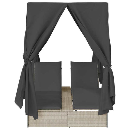 Transat double avec toit Réglable Gris clair 205 x 129 x 200 cm