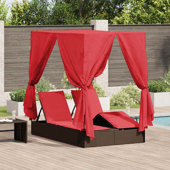 Transat double avec toit Marron 205 x 129 x 200 cm Rattan PE