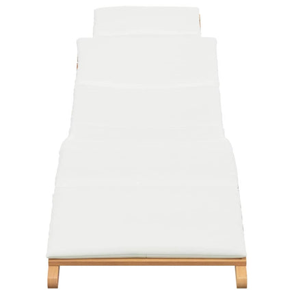 Transat Blanc crème 188 x 55 x 59 cm Bois de teck solide
