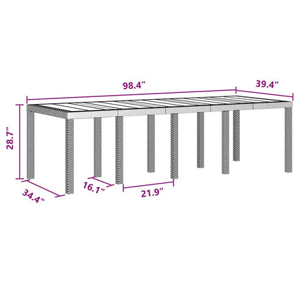 Table de Jardin Marron 250 x 100 x 73 cm polyrotin
