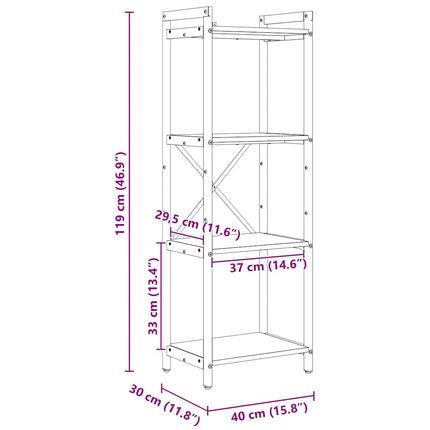 Bibliothèque Bois ancien 40 x 30 x 118 cm Bois d'ingénierie