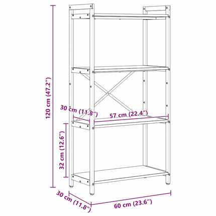 Bibliothèque Bois ancien 60 x 30 x 118 cm Bois d'ingénierie