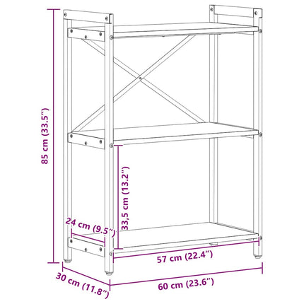Bibliothèque chêne artisanal 60 x 30 x 83 cm Bois d'ingénierie