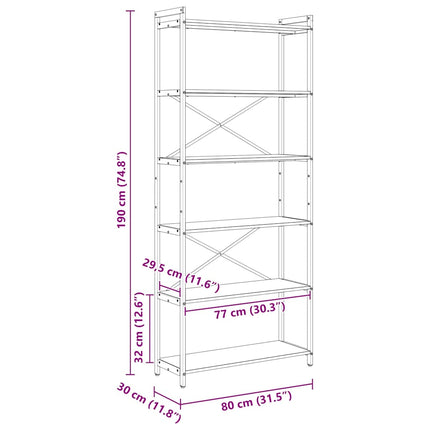 Bibliothèque Chêne fumé 80 x 30 x 188 cm Bois d'ingénierie
