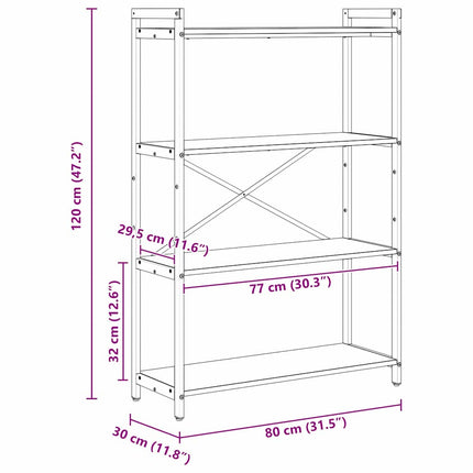 Bibliothèque Chêne fumé 80 x 30 x 118 cm Bois d'ingénierie