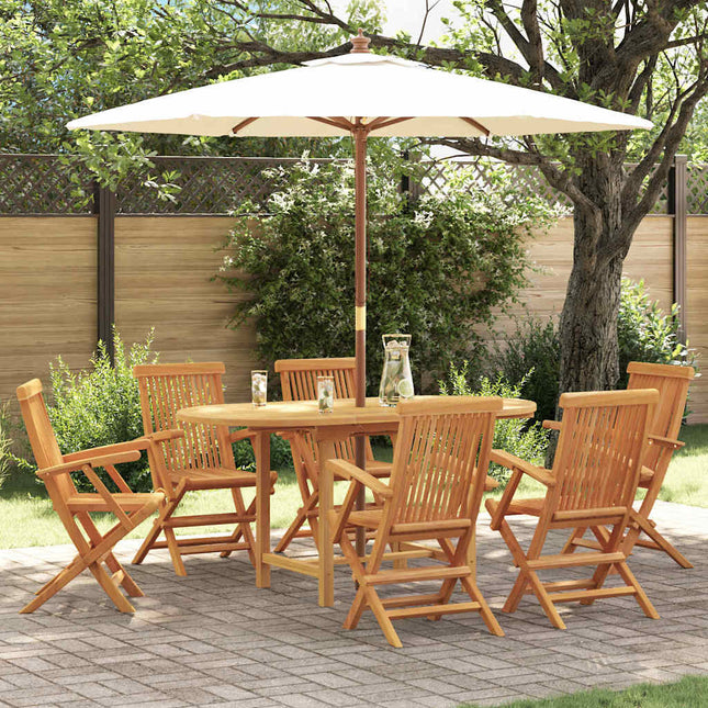 Ensemble de salle à manger pour jardin 7 pcs Marron